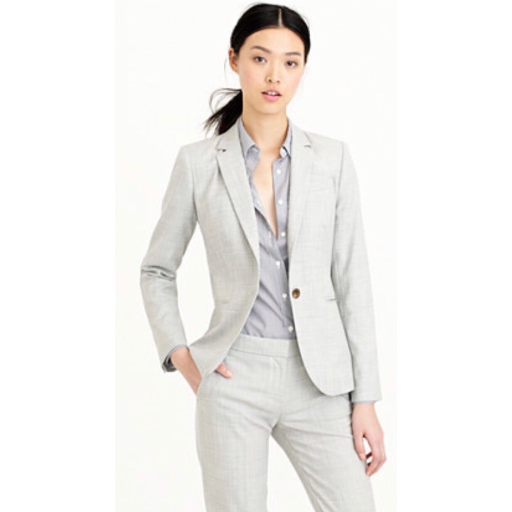 J. Crew Campbell Suit Jacket / Blazer - Super 120s Wool Light Heather Gray - 16